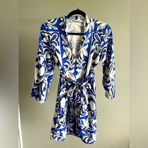 Blue and White Zara patterned dress small